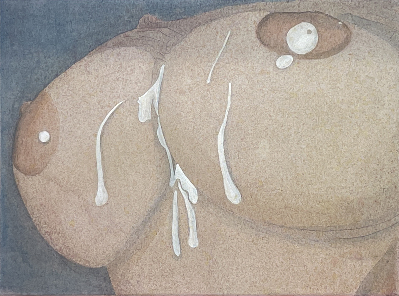 Busty, Watercolor on Canvas, 30 x 40 cm, framed 61 x 71 cm, 2023, unframed