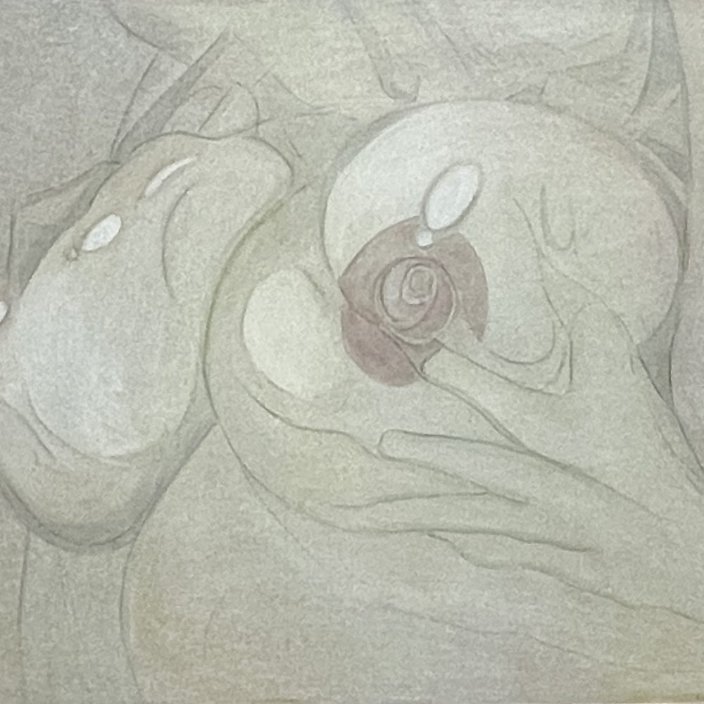 Bruised Breast, Watercolor on Canvas, 58 x 80 cm, framed 106 x 129 cm, 2023, 4.000€, unframed