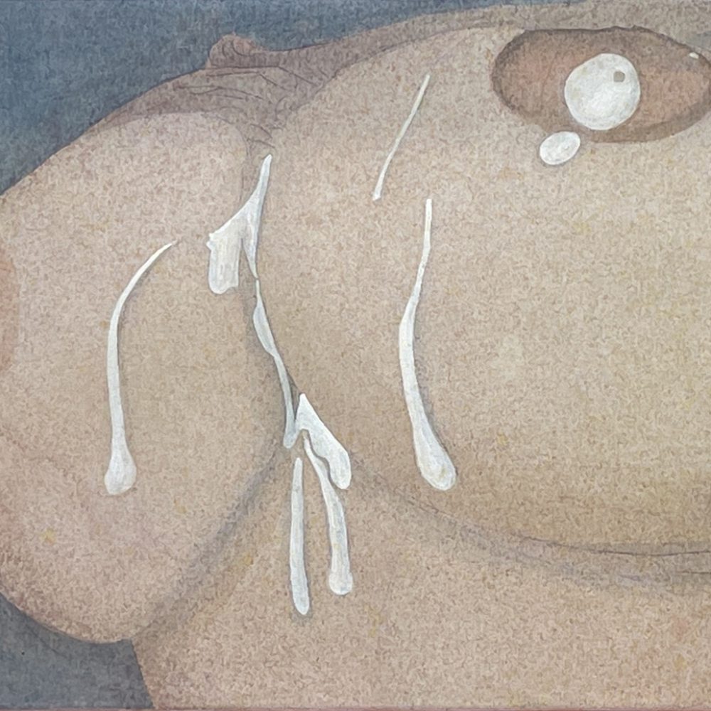 Busty, Watercolor on Canvas, 30 x 40 cm, framed 61 x 71 cm, 2023, unframed