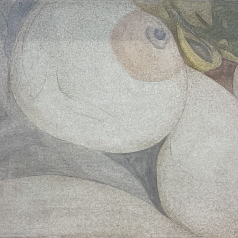 Masked, Watercolor on Canvas, 30 x 40 cm, framed 51 x 61 cm, 2023, 1.800€, unframed